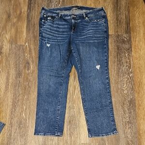 Torrid Dark Blue Distressed Cropped Jeans